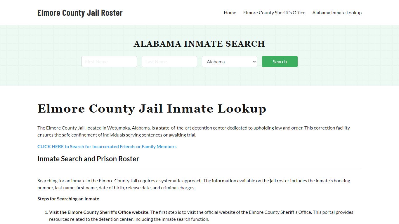 Elmore County Jail Roster Lookup, AL, Inmate Search
